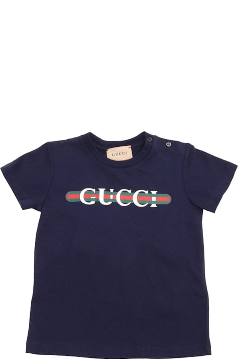 Fashion for Kids Gucci Logo Printed Crewneck T-shirt