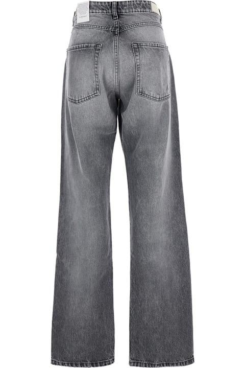 Homeware Icon Denim Grey Jeans With Wide Leg And Logo Patch On The Rear In Denim Woamn