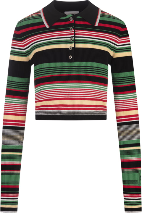 Paco Rabanne Topwear for Women Paco Rabanne Multicolor Striped Polo Style Top