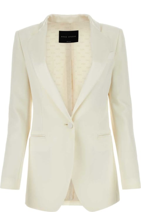 Hebe Studio Coats & Jackets for Women Hebe Studio Ivory Cady Smoking Blazer