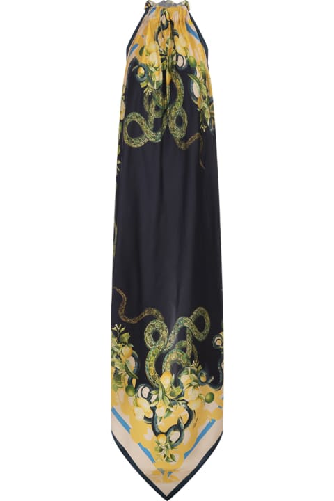 Jumpsuits for Women Roberto Cavalli Long Black Dress With Snake Print