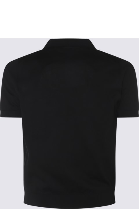 メンズ Piacenza Cashmereのトップス Piacenza Cashmere Black Cotton Polo Shirt