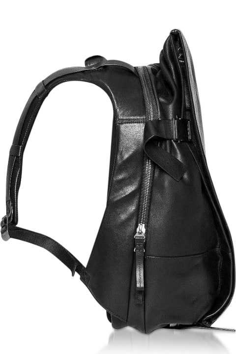 Black Leather Isar M Backpack