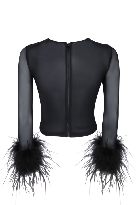 Alice + Olivia Sweaters for Women Alice + Olivia Alice + Olivia Feather Mesh Top In Black