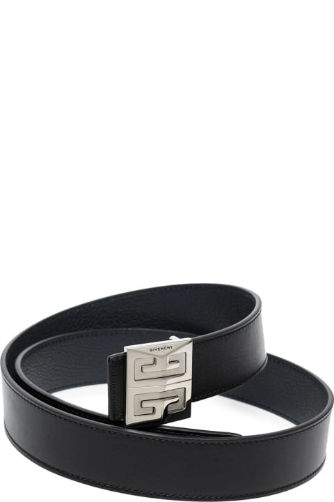 Man 4g Reversible Belt In Black And Dark Blue Grained Leather
