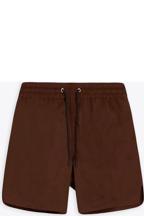 Mike Shorts Brown crinkled nylon shorts - Mike shorts