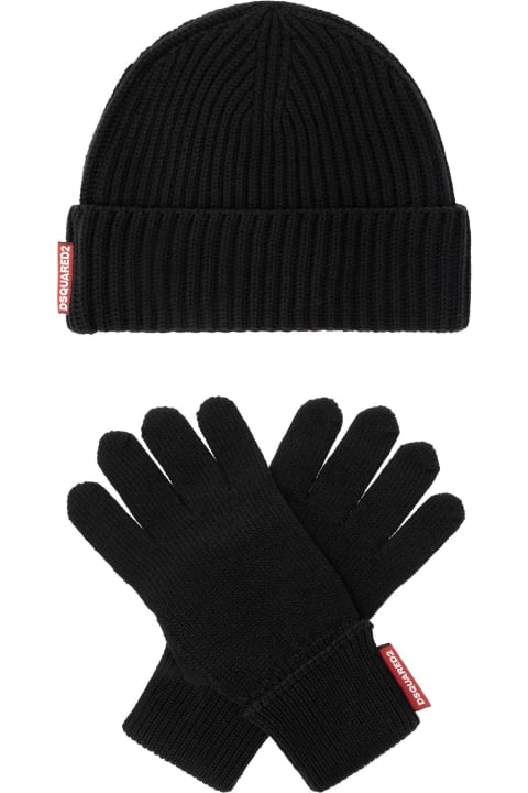 Dsquared2 Gloves for Men Dsquared2 Wool Kit: Beanie & Gloves