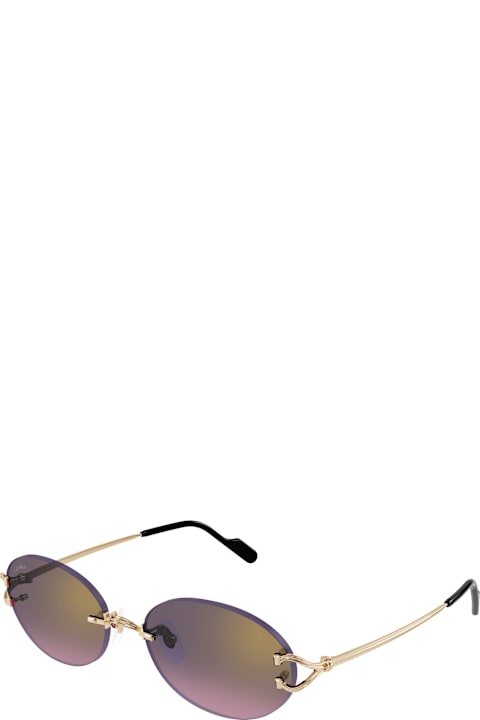 Cartier Eyewear لـ Kids Cartier Eyewear Décor C De Cartier Ct0551s-004 - Gold Sunglasses