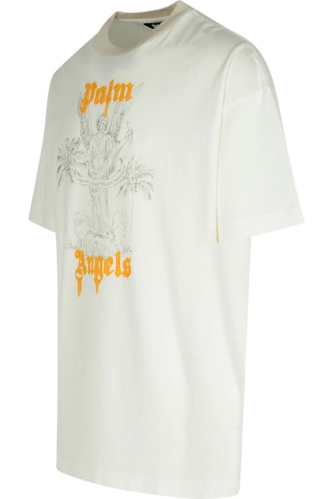 Palm Angels Topwear for Men Palm Angels 'angel Pency' White Cotton T-shirt