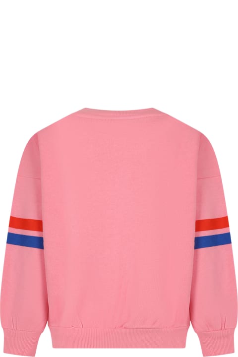 Mini Rodini Topwear for Girls Mini Rodini Pink Sweatshirt For Girl With Writing