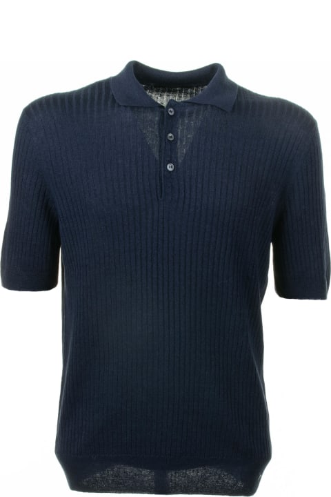 Tagliatore for Men Tagliatore Navy Blue Short-sleeved Polo Shirt