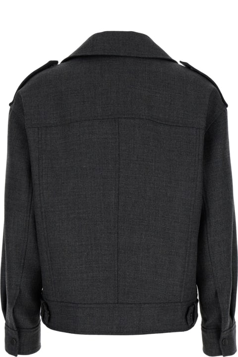 Brunello Cucinelli Coats & Jackets for Women Brunello Cucinelli Grey Biker Jacket With Zip Closure In Wool Woman