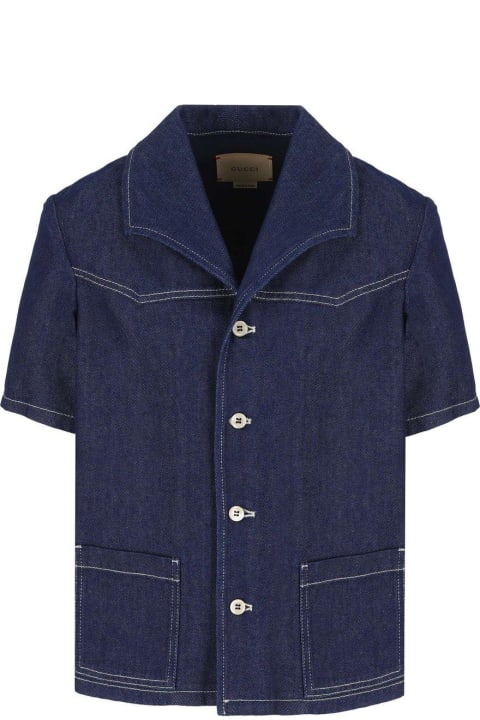 Homeware Gucci Logo Printed Denim Shirt