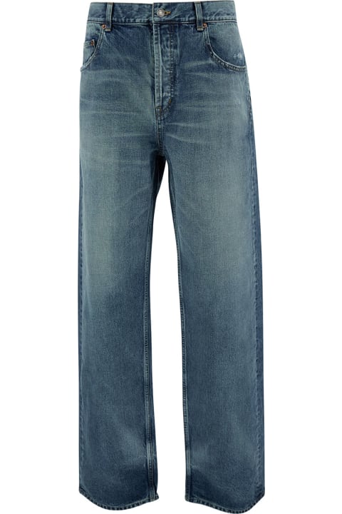 Saint Laurent for Men Saint Laurent Blue Baggy Five-pocket Jeans In Cotton Denim Man