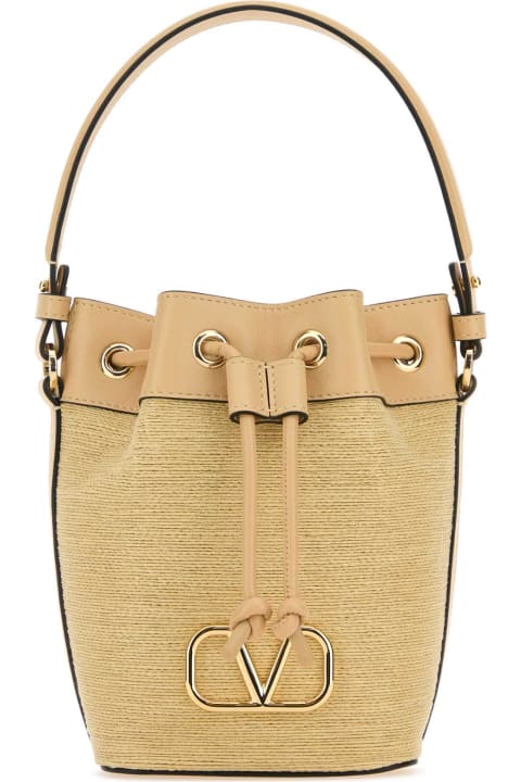 Fashion for Women Valentino Garavani Raffia Leather Vlogo Signature Bucket Bag