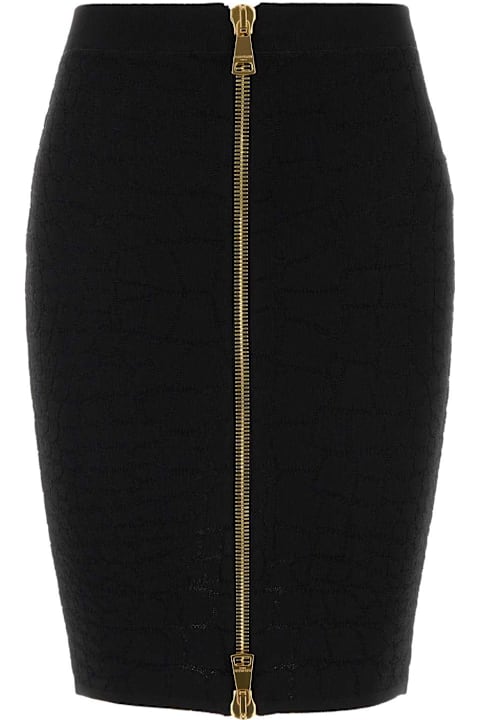 Homeware Balmain Black Stretch Viscose Blend Skirt