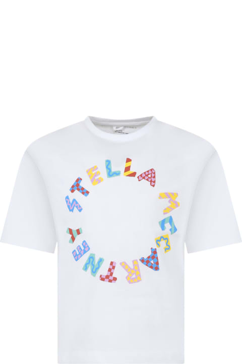 Stella McCartney Kids Stella McCartney Kids White T-shirt For Girl With Multicolor Logo