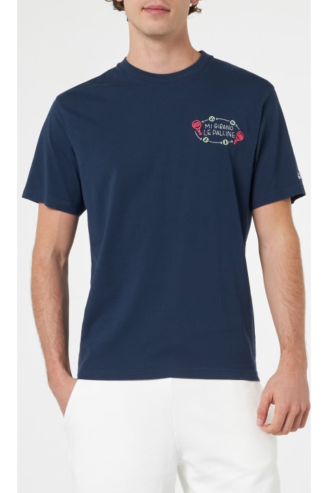 Homeware MC2 Saint Barth Man Classic Fit Cotton Jersey T-shirt Portofino With Mi Girano Le Palline Embroidery | Insulti Luminosi Special Edition