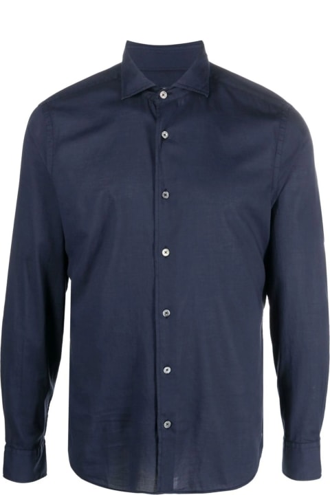 Fedeli for Men Fedeli Navy Blue Cotton Shirt Shirt