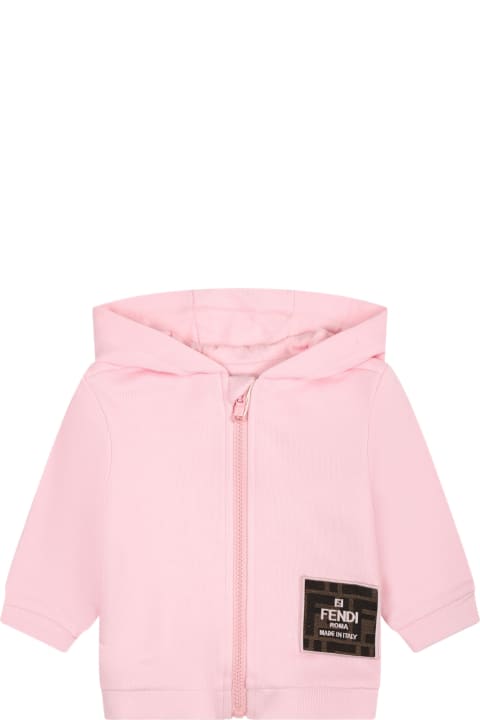 Fendi Sweaters & Sweatshirts for Baby Girls Fendi Pink Sweatshirt For Baby Girl With Logo