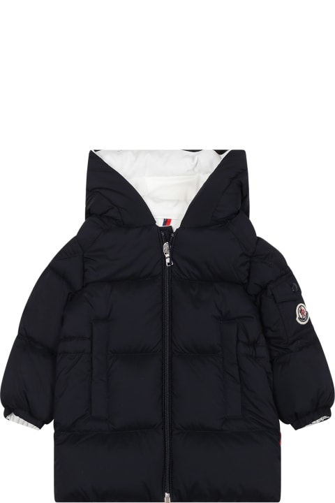 Topwear for Baby Girls Moncler Blue Marat Down Jacket For Baby Boy With Logo