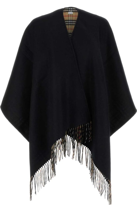 Scarves for Women Burberry Black Wool Reversible Cape