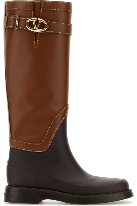 Valentino Garavani Boots for Women Valentino Garavani Two-tone Leather And Rubber Vlogo The Bold Boots