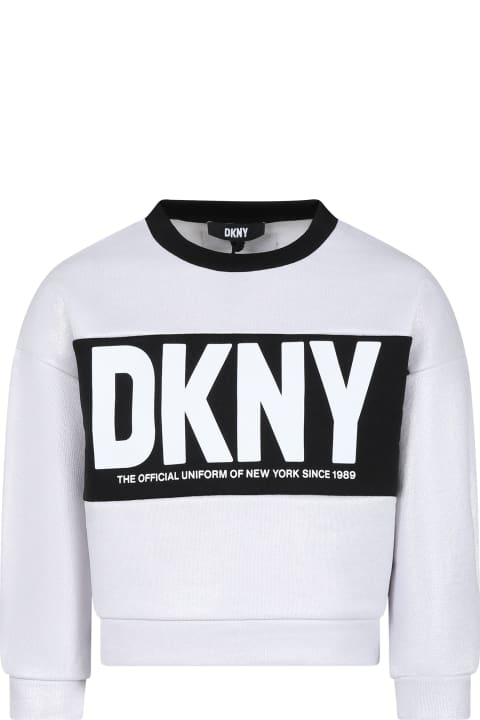 ガールズ DKNYのニットウェア＆スウェットシャツ DKNY Silver Sweatshirt For Girl With Logo