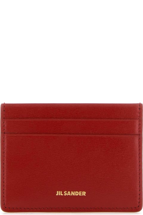 Jil Sander Women Jil Sander Tiziano Red Leather Card Holder