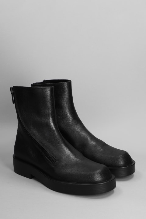 Ernest Boots Combat Boots In Black Leather