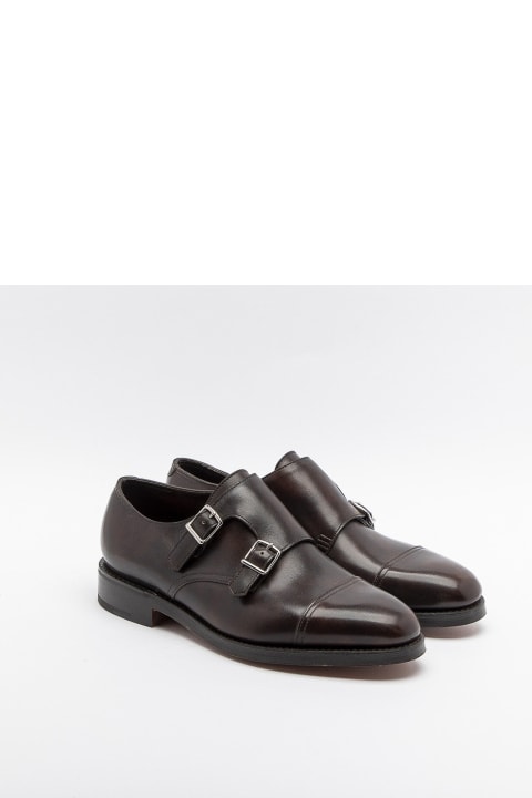 John Lobb Shoes for Men John Lobb William Dark Brown Museum Calf Monk Strap Shoe (fitting F/ee)