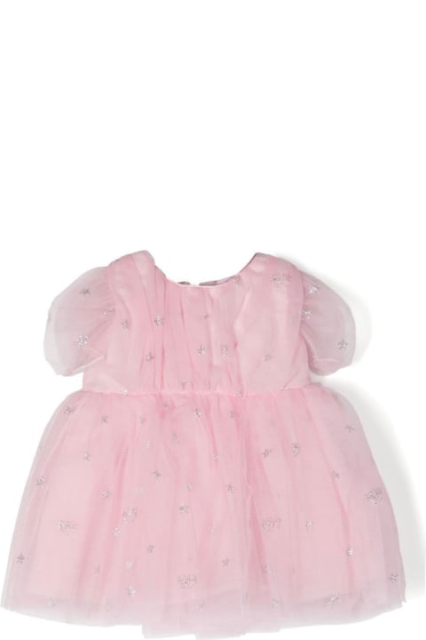 Chiara Ferragni Dresses for Baby Girls Chiara Ferragni Pink Glitter Monogram Tulle Dress In Polyamide Baby Girl