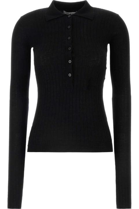 Topwear for Women The Attico Black Cashmere Polo Shirt