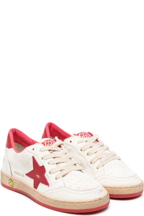 Shoes for Boys Golden Goose White And Red Calf Leather Sneakers