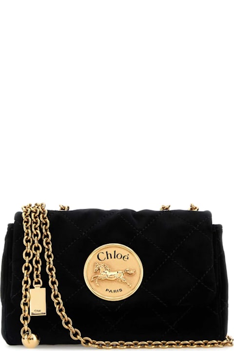Chloé Bags for Women Chloé Black Velvet Small Chloã© Heritage Shoulder Bag