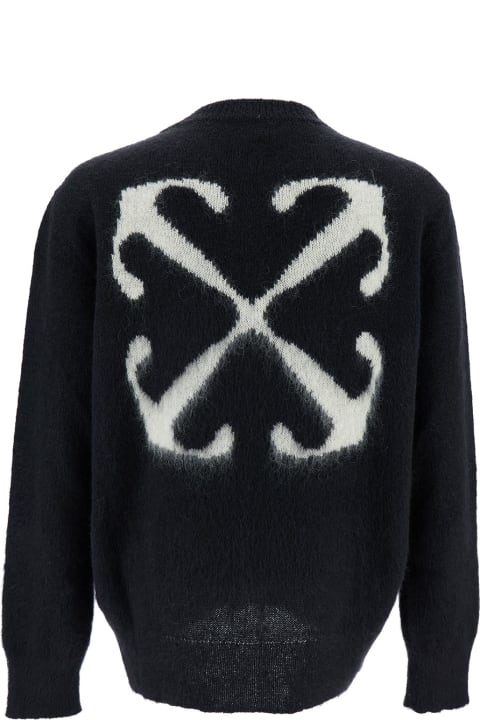 Off-White Sweaters for Men Off-White Black Sweater With Arrow Motif In Mohair Man