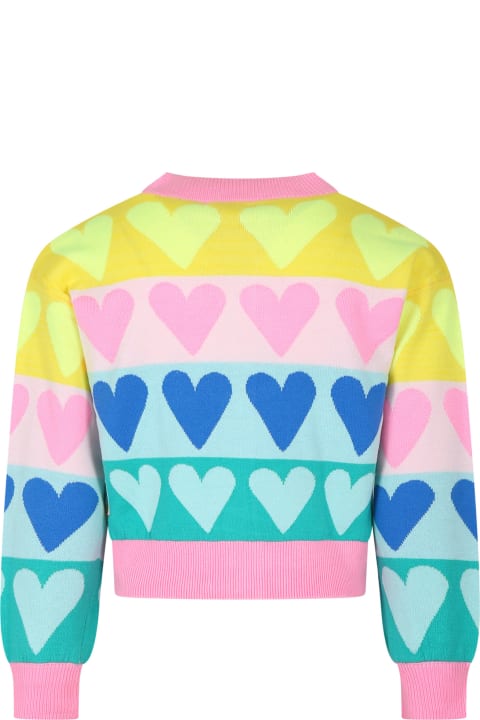 ガールズ Billieblushのニットウェア＆スウェットシャツ Billieblush Multicolor Cardigan For Girl With Hearts