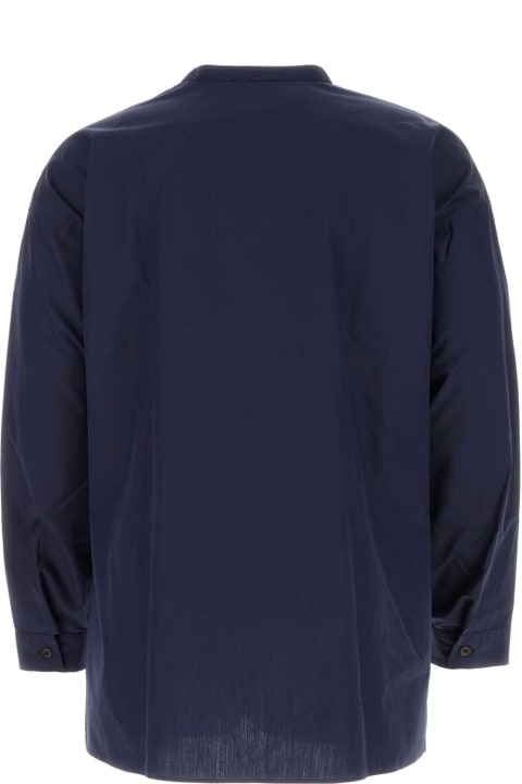 Prada Sale for Men Prada Navy Blue Poplin Oversize Shirt