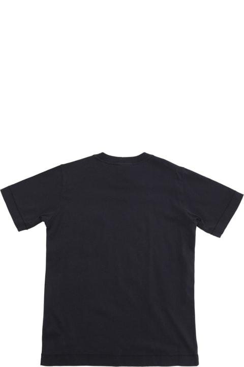 Fashion for Boys Stone Island Blue Crewneck T-shirt With Logo Patch In Cotton Boy
