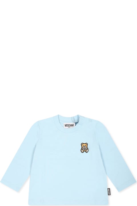Moschino T-Shirts & Polo Shirts for Baby Girls Moschino Light Blue T-shirt For Baby Boy With Teddy Bear