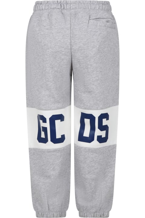 GCDS Mini Bottoms for Boys GCDS Mini Grey Trousers For Kids With Logo