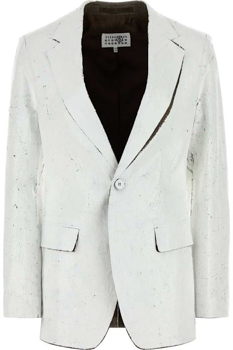 MM6 Maison Margiela for Women MM6 Maison Margiela White Stretch Polyester Blend Blazer