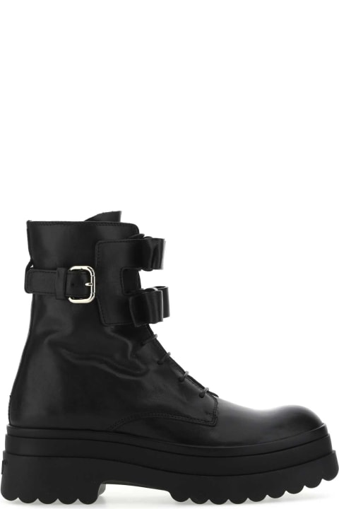 Shoes for Women RED Valentino Black Leather Lye(red) Ankle Boots