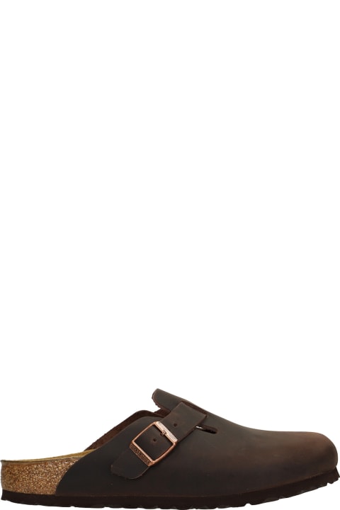 Homeware Birkenstock Boston Habana Flats In Brown Nubuck