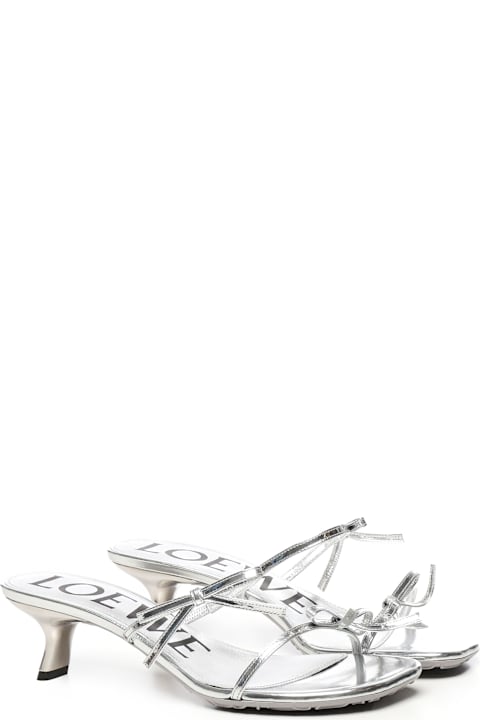 Loewe for Women Loewe Petal Sandals In Metallic Calfskin