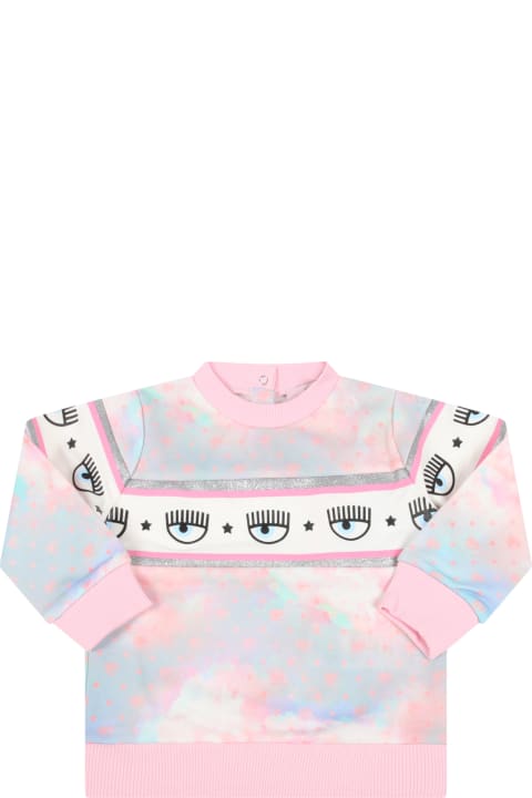 Tie-dye Sweatshirt For Baby Girl With Iconic Flirting Eyes