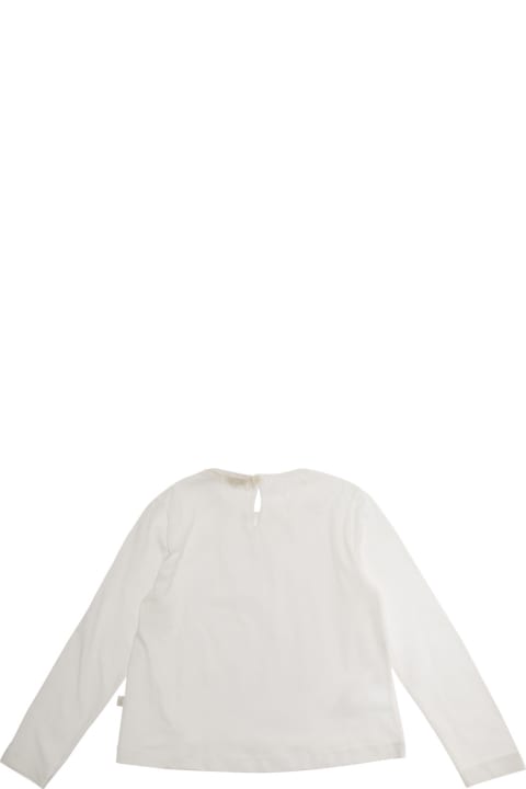 Homeware Il Gufo White T-shirt With Round Neck And Ruched Detail On The Front In Cotton Girl