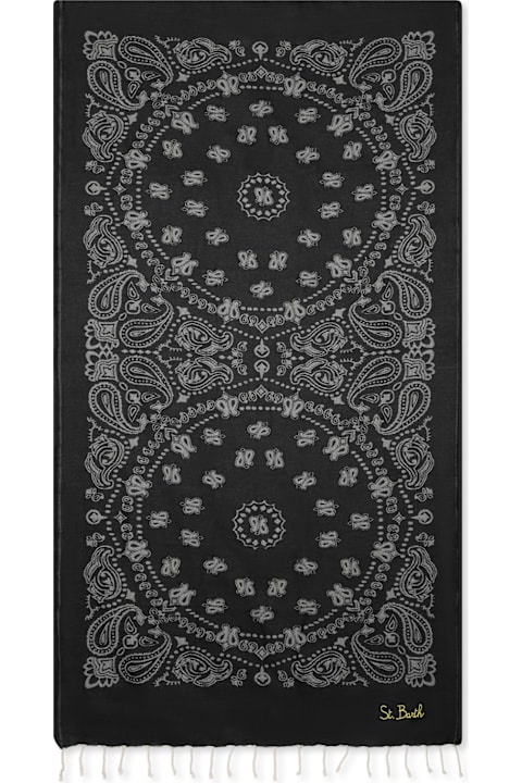 MC2 Saint Barth Accessories & Gifts for Boys MC2 Saint Barth Black Beach Towel For Kids With Logo