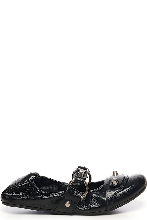 Flat Shoes for Women Balenciaga Leather Ballerina With Studs