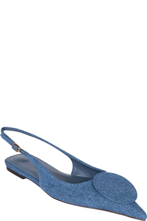 Jacquemus High-Heeled Shoes for Women Jacquemus 'les Slingback Duele Plates' Blue Flat Sandals With Geometric Shapes In Denim Woman